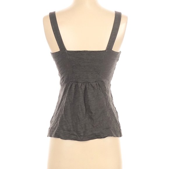 Anthropologie Olive Green Crimped Embellishment Boho Cotten Summer Tank Top S - Picture 2 of 2